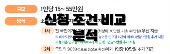 신청 조건 비교 분석