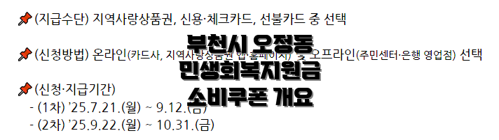 부천시 오정동 민생회복지원금 소비쿠폰 개요